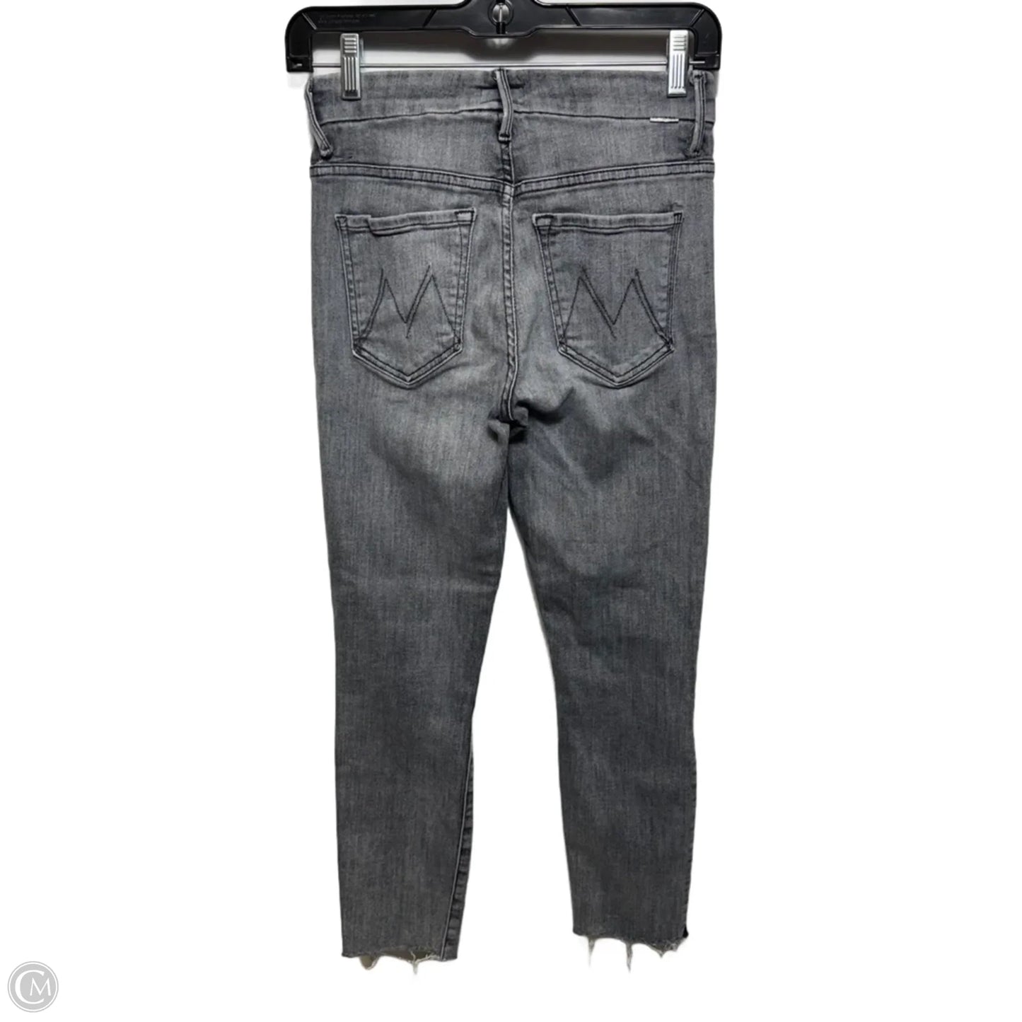 High Waisted Looker Ankle Fray Jeans Jeggings By Mother In Grim Shadows Grey Denim, Size: 2/26