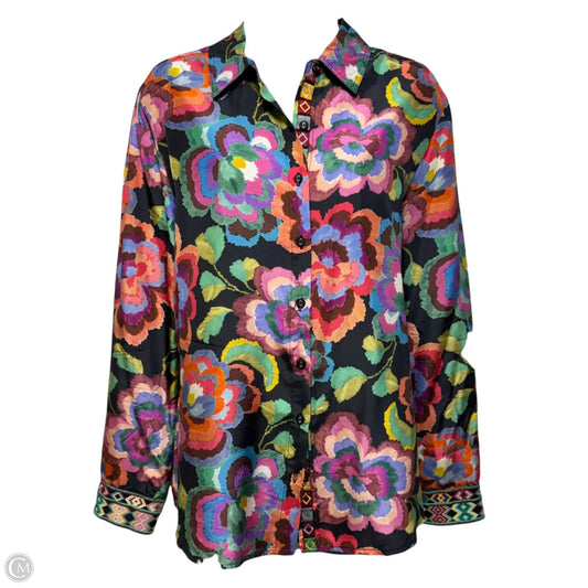 Silk Top Long Sleeve By Johnny Was In Floral Print, Size: S