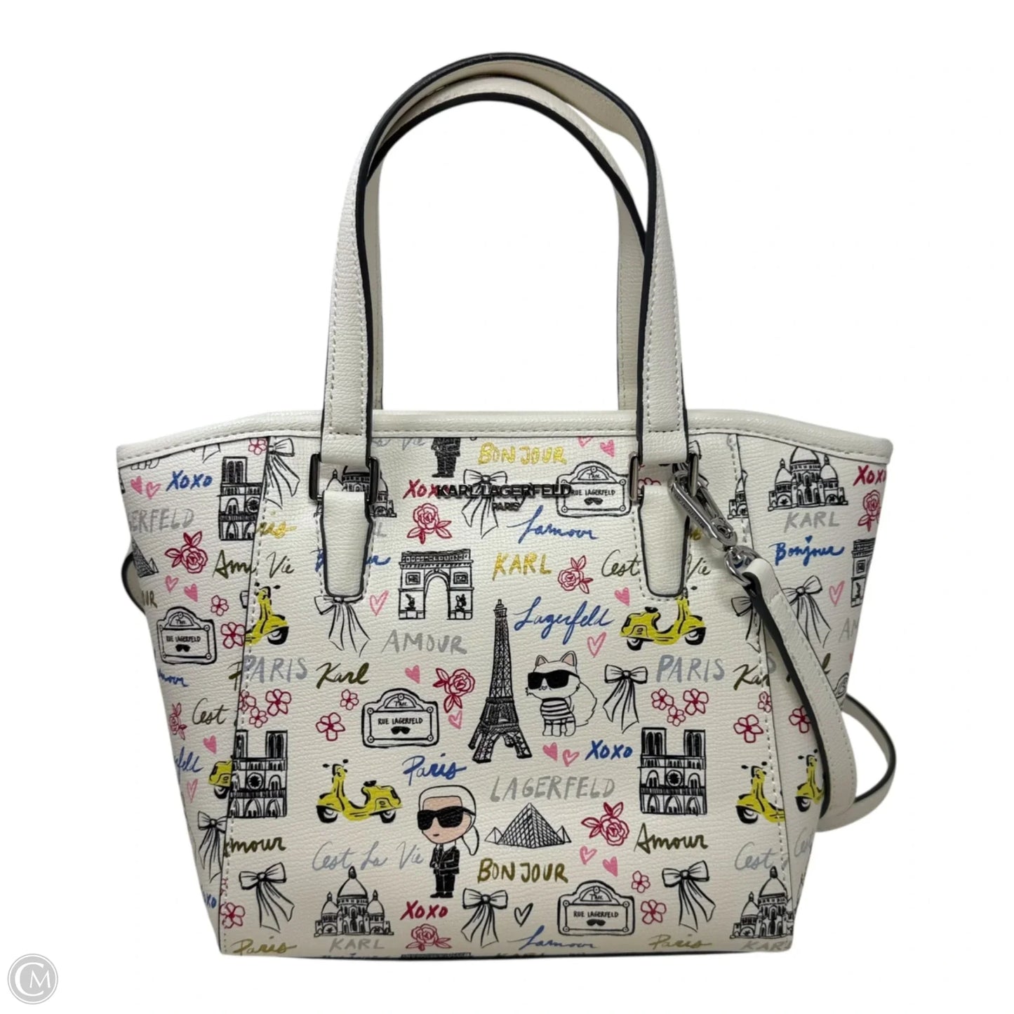 Adele In Paris Tote Designer By Karl Lagerfeld, Size: Small