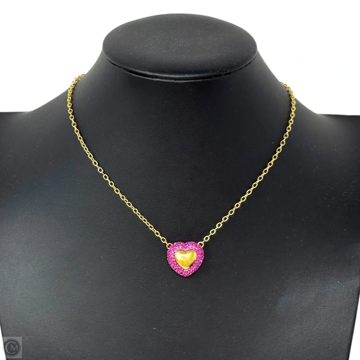 Fuchsia Crystal Heart Necklace Designer By Kurt Geiger
