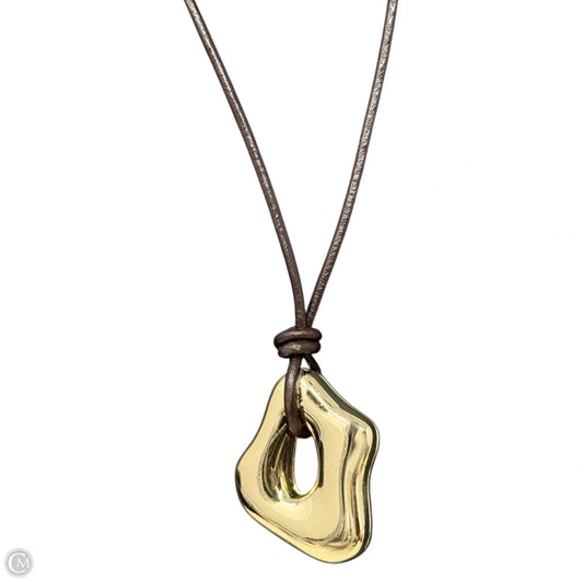 Austin Blaze Geometric Rope Necklace In Brown Faux Leather & Gold Tone Metal By Steven Dann