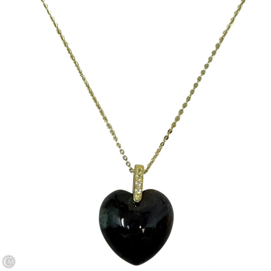 Stone Heart Pendant Necklace With Crystal Bale