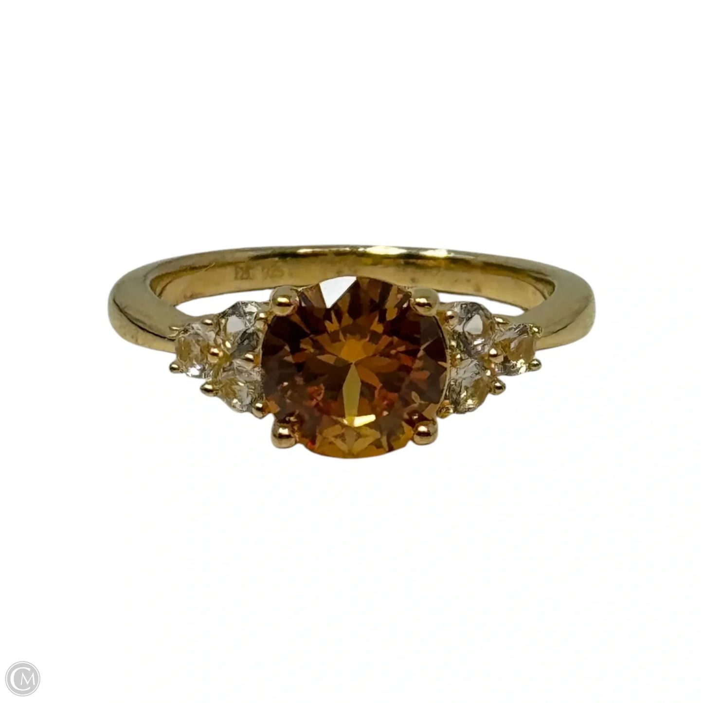 Yellow Stone Ring Gold Tone Over Sterling Silver, Size: 8