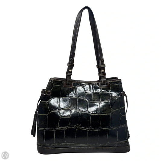 AS IS Vintage Croc Embossed Leather Double Strap Tassel Bag Designer By Dooney And Bourke, Size: Medium