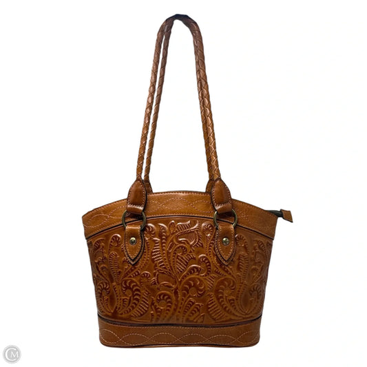 Zorita Burnished Tooled Leather Shoulder Bag Designer By Patricia Nash, Size: Medium