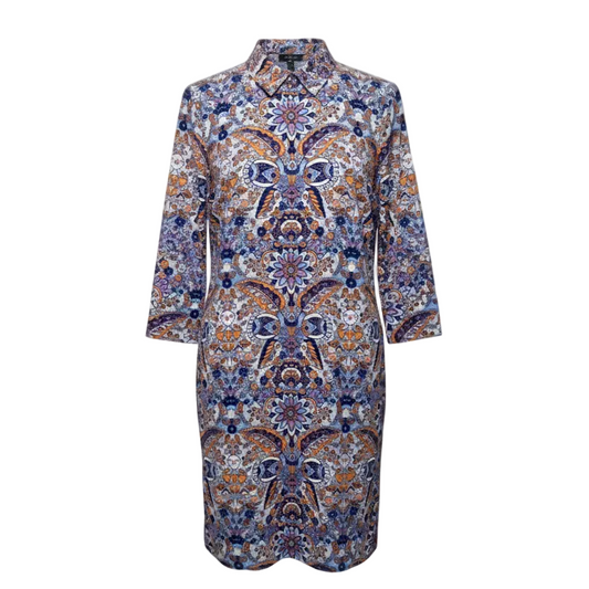 Button Half Placket Shirtdress By Talbots In Royal Paisley, Size: S