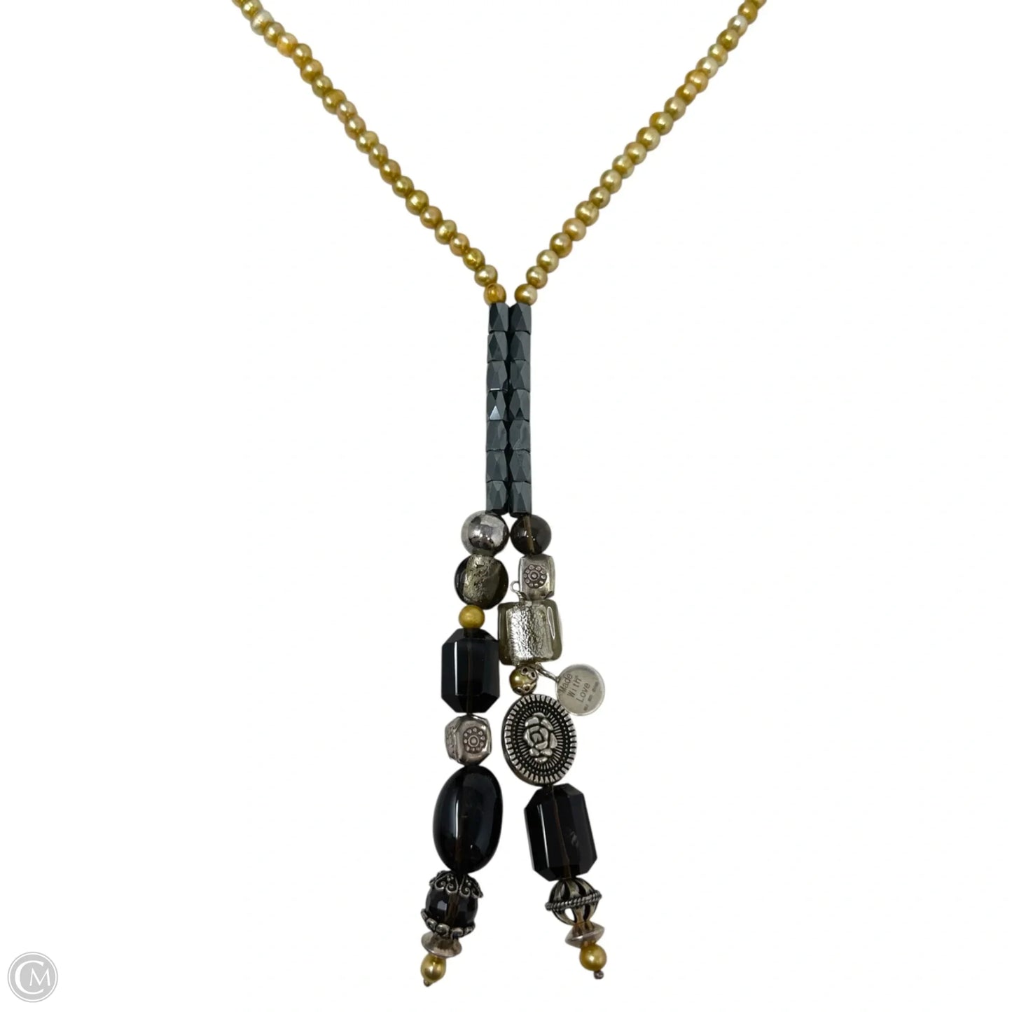 Pearl, Sterling Silver & Mixed Stone Bead Lariat Necklace By Made With Love