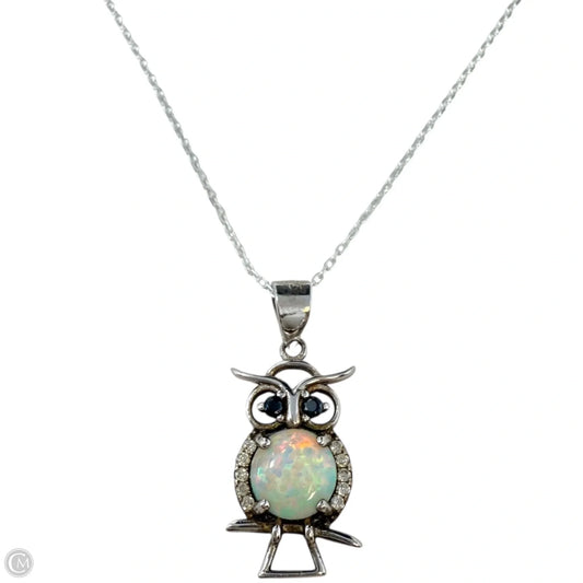 White Opal & Sterling Silver Owl Necklace
