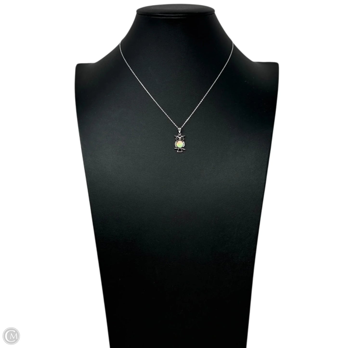 White Opal & Sterling Silver Owl Necklace