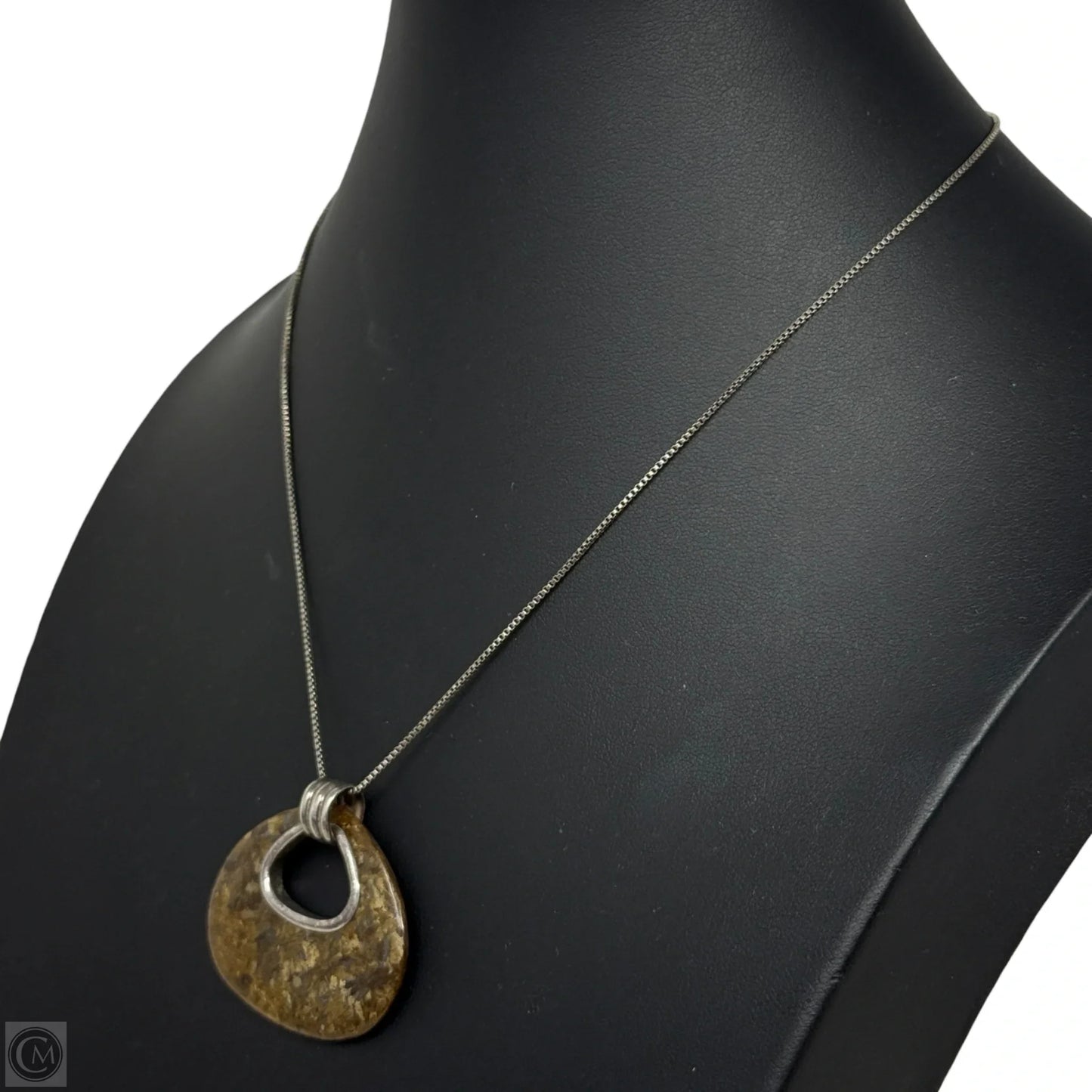 Bronze Age Bronzite & Sterling Silver Pendant Necklace By Silpada