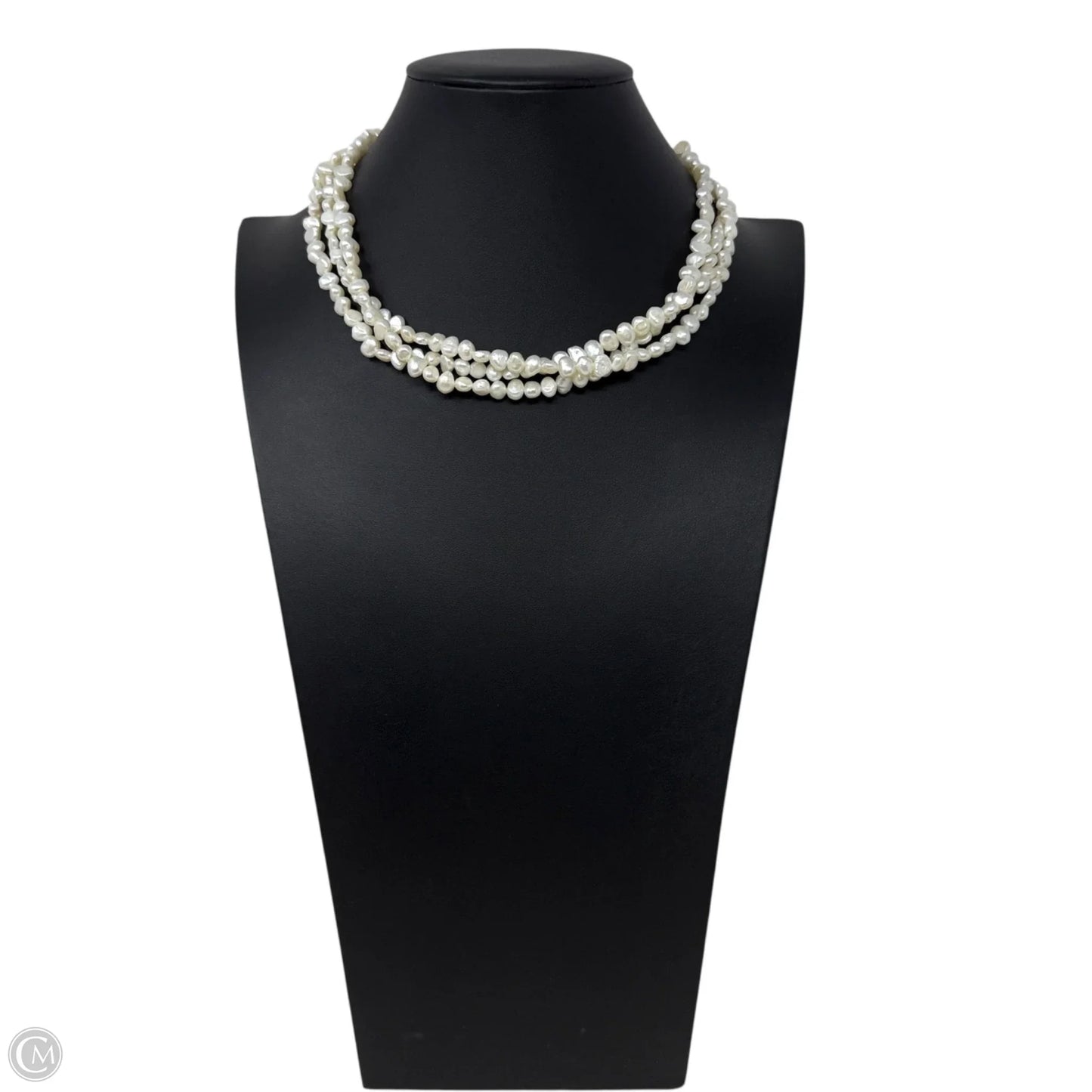 Triple Strand Cultured Freshwater Baroque Pearl  Necklace With Sterling Silver Clasp