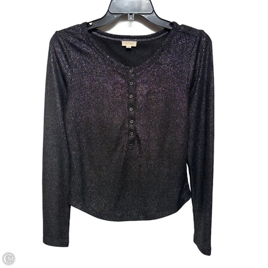 Top Long Sleeve By Pilcro In Black & Silver, Size: S