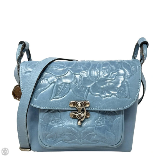 Leandra Tooled Leather Flap Crossbody In Safflower Blue Designer By Patricia Nash, Size: Medium