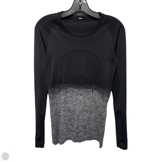 Athletic Top Long Sleeve Crewneck By Lululemon In Black & Grey, Size: 6