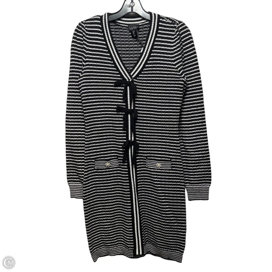 Sweater Cardigan By Nicole Miller In Black & White, Size: S