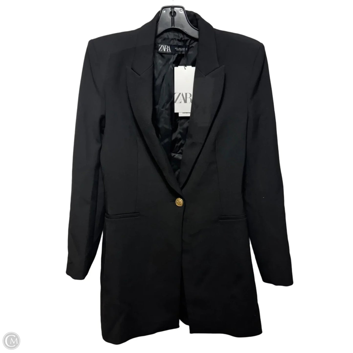 Long Padded Blazer By Zara In Black, Size: S