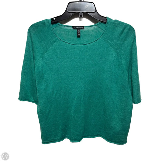Linen Blend Top Short Sleeve By Eileen Fisher In Teal, Size: Xs