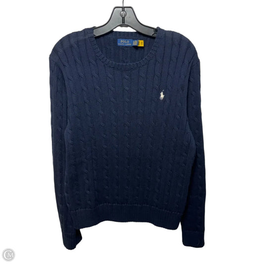 Cable-Knit Cotton Sweater By Polo Ralph Lauren In Navy, Size: Xl