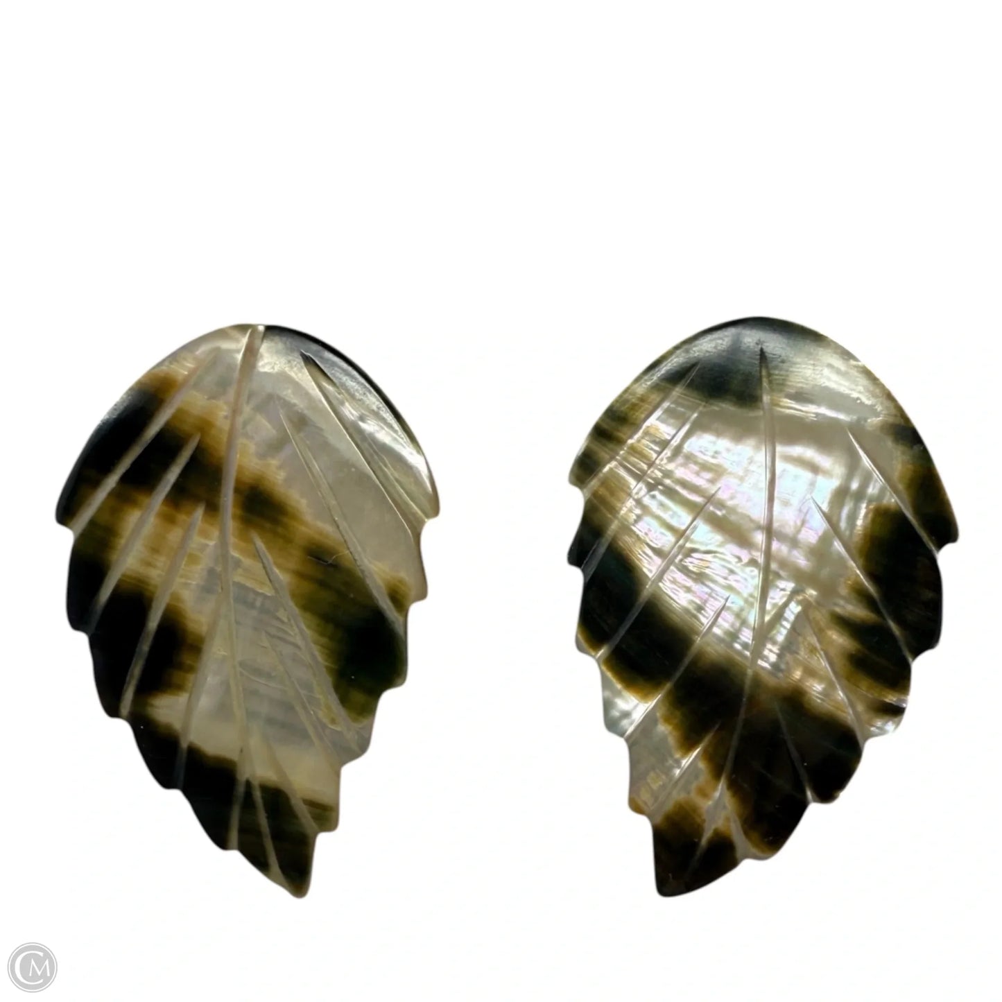 Carved Mother Of Pearl Leaf Post Earrings
