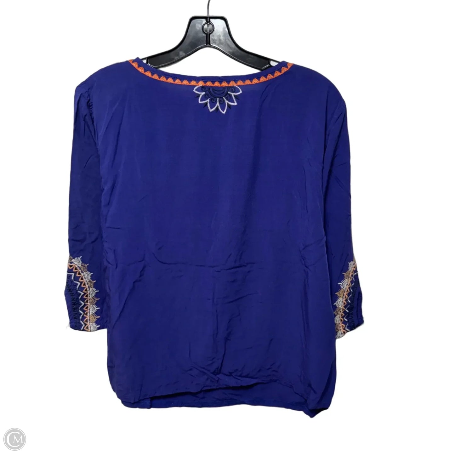 Top 3/4 Sleeve By Solitaire In Blue, Size: Xl