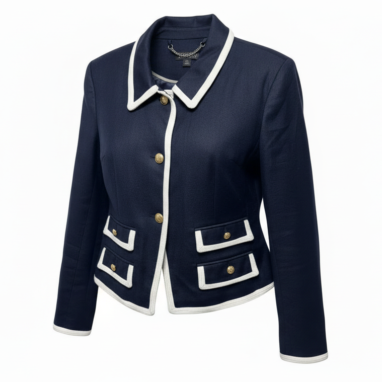 Linen Blend Blazer By J. Crew In Navy, Size: 14