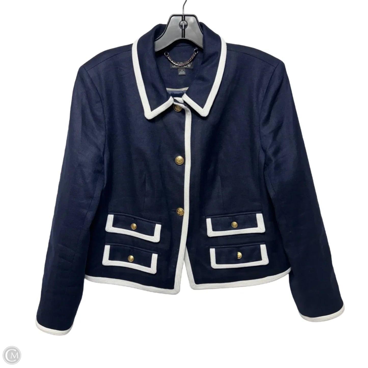 Linen Blend Blazer By J. Crew In Navy, Size: 14