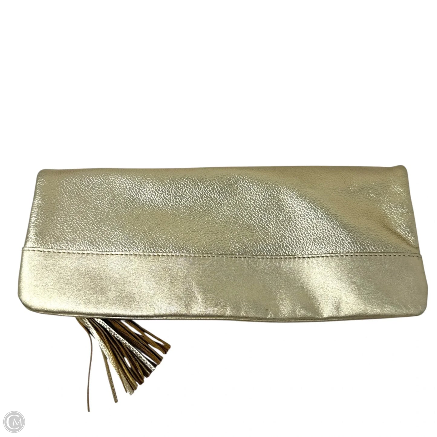 Metallic Gold Foldover Clutch Designer By Lilly Pulitzer, Size: Large