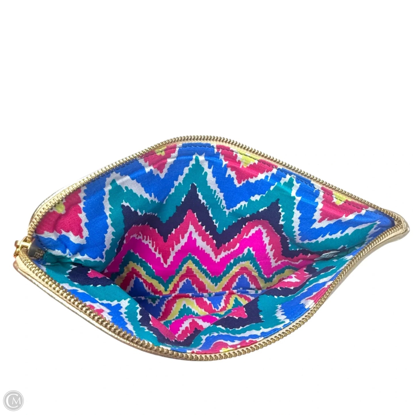 Metallic Gold Foldover Clutch Designer By Lilly Pulitzer, Size: Large