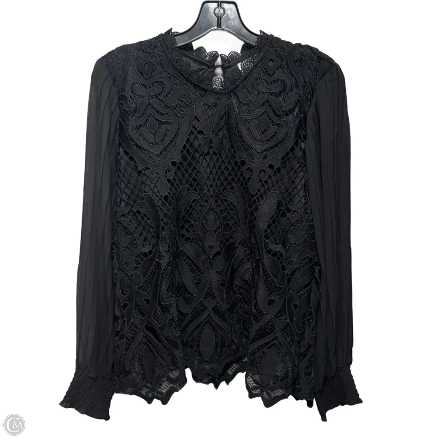 Pleated Sleeve Blouse Long Sleeve By Bailey 44 In Black, Size: L