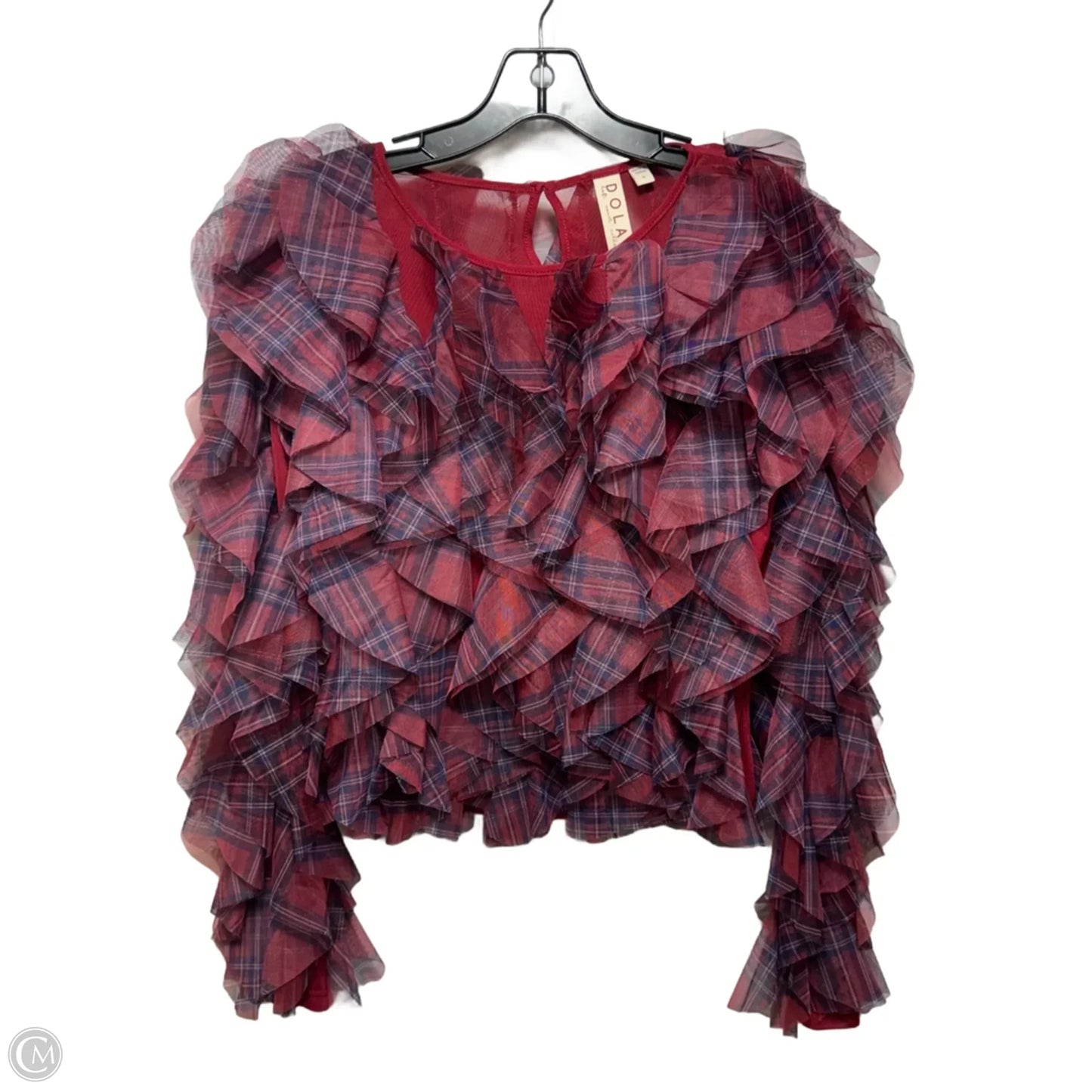 Ruffle Plaid Crew-Neck Blouse By Dolan Left Coast X Anthropologie By Dolan Left Coast In Plaid Pattern, Size: M