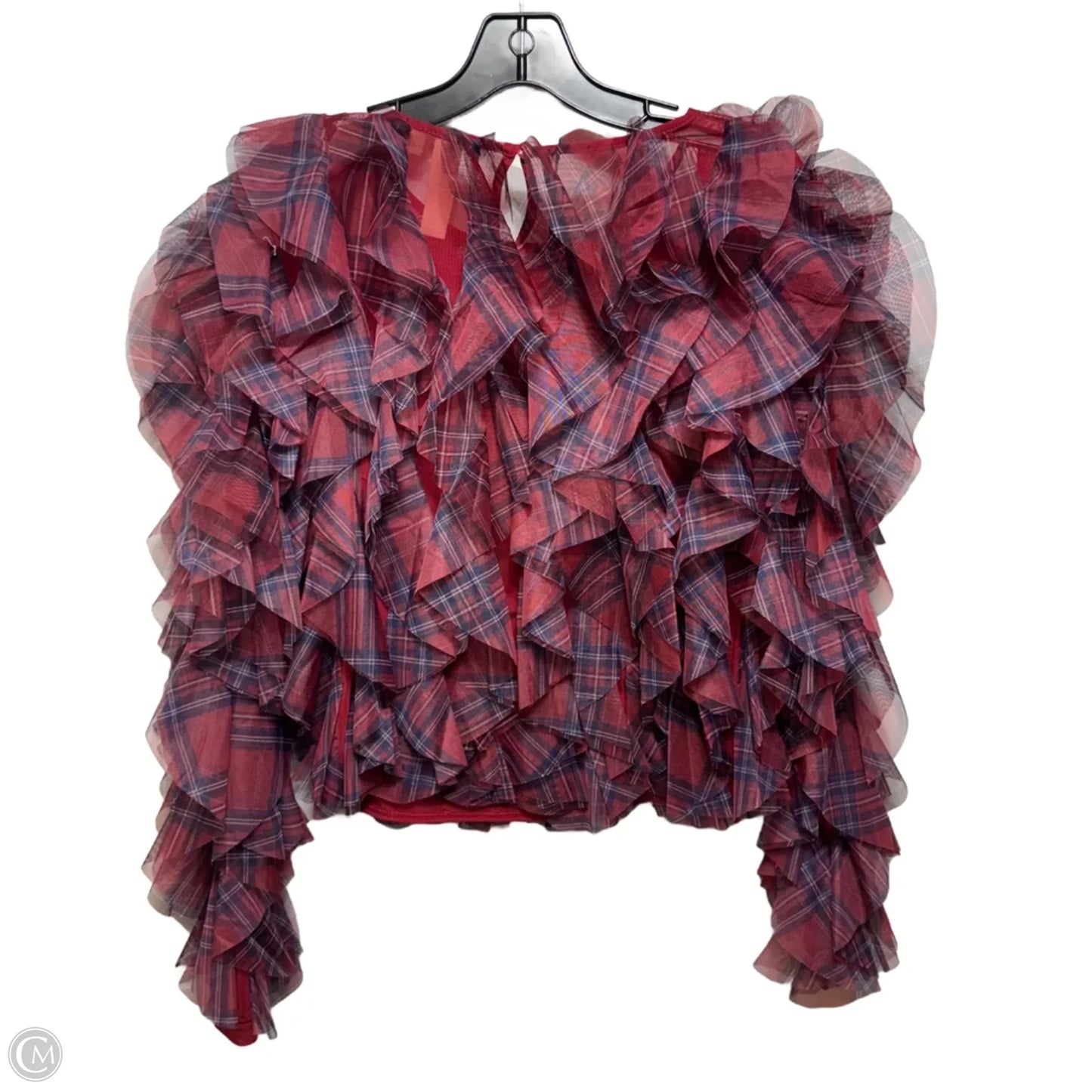 Ruffle Plaid Crew-Neck Blouse By Dolan Left Coast X Anthropologie By Dolan Left Coast In Plaid Pattern, Size: M