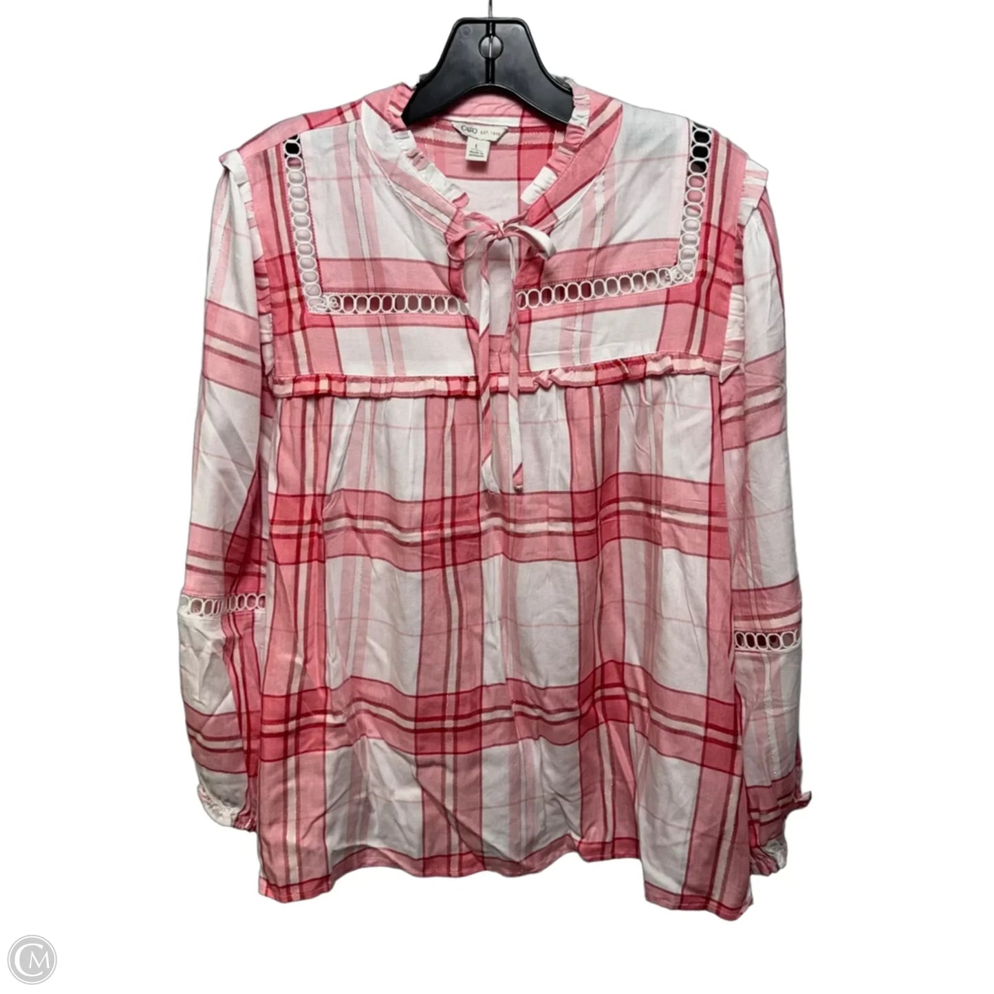 Top Long Sleeve By Cato In Plaid Pattern, Size: L