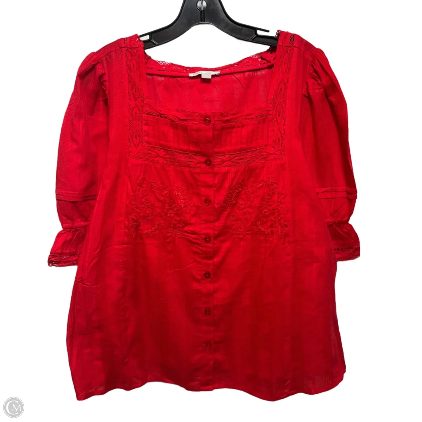 Top Short Sleeve By Cato In Red, Size: L