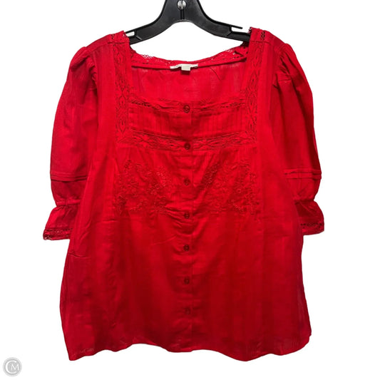 Top Short Sleeve By Cato In Red, Size: L