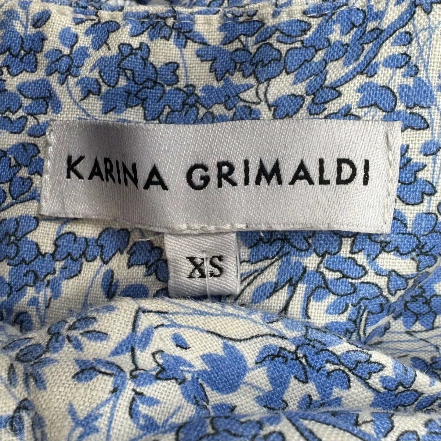 Dorian Ditsy Floral Linen Mini Dress By Karina Grimaldi In Blue & White, Size: XS