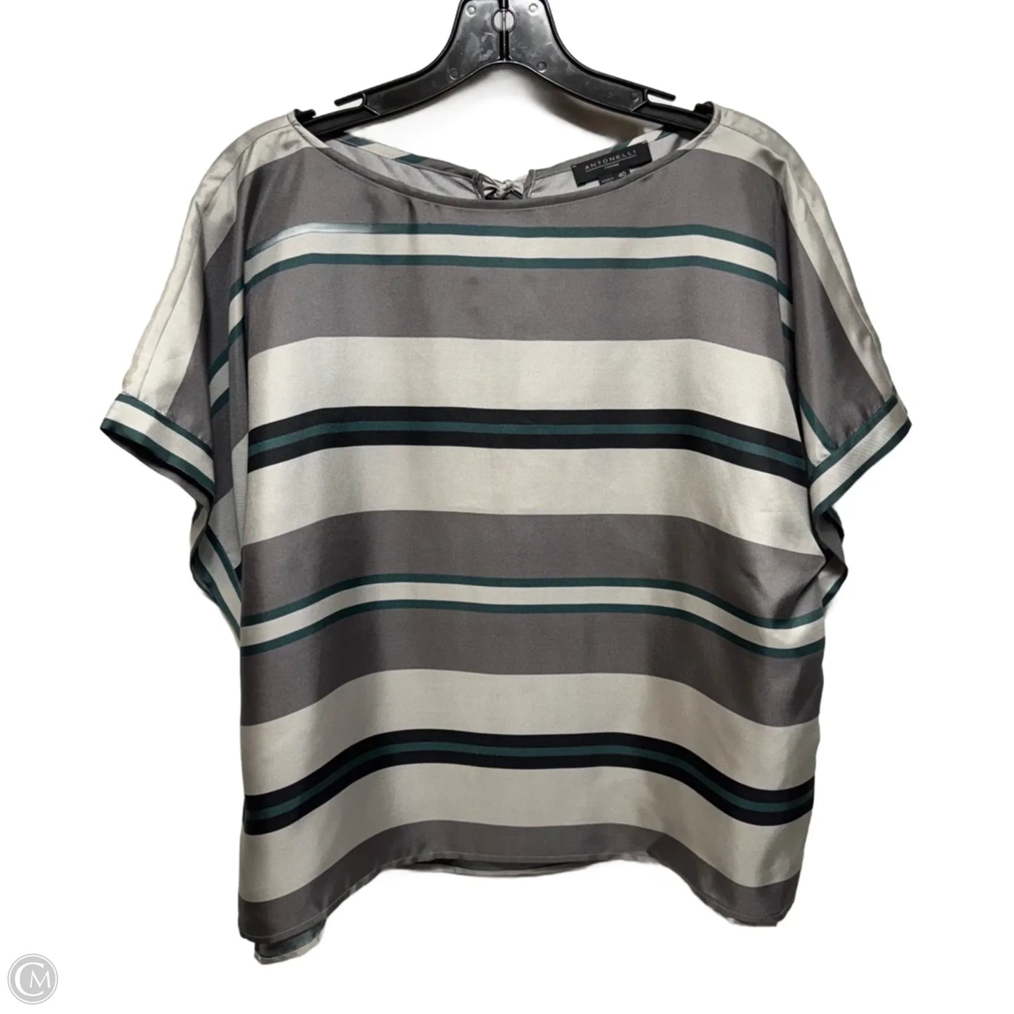 Silk Top Short Sleeve By Antonelli In Striped Pattern, Size: S