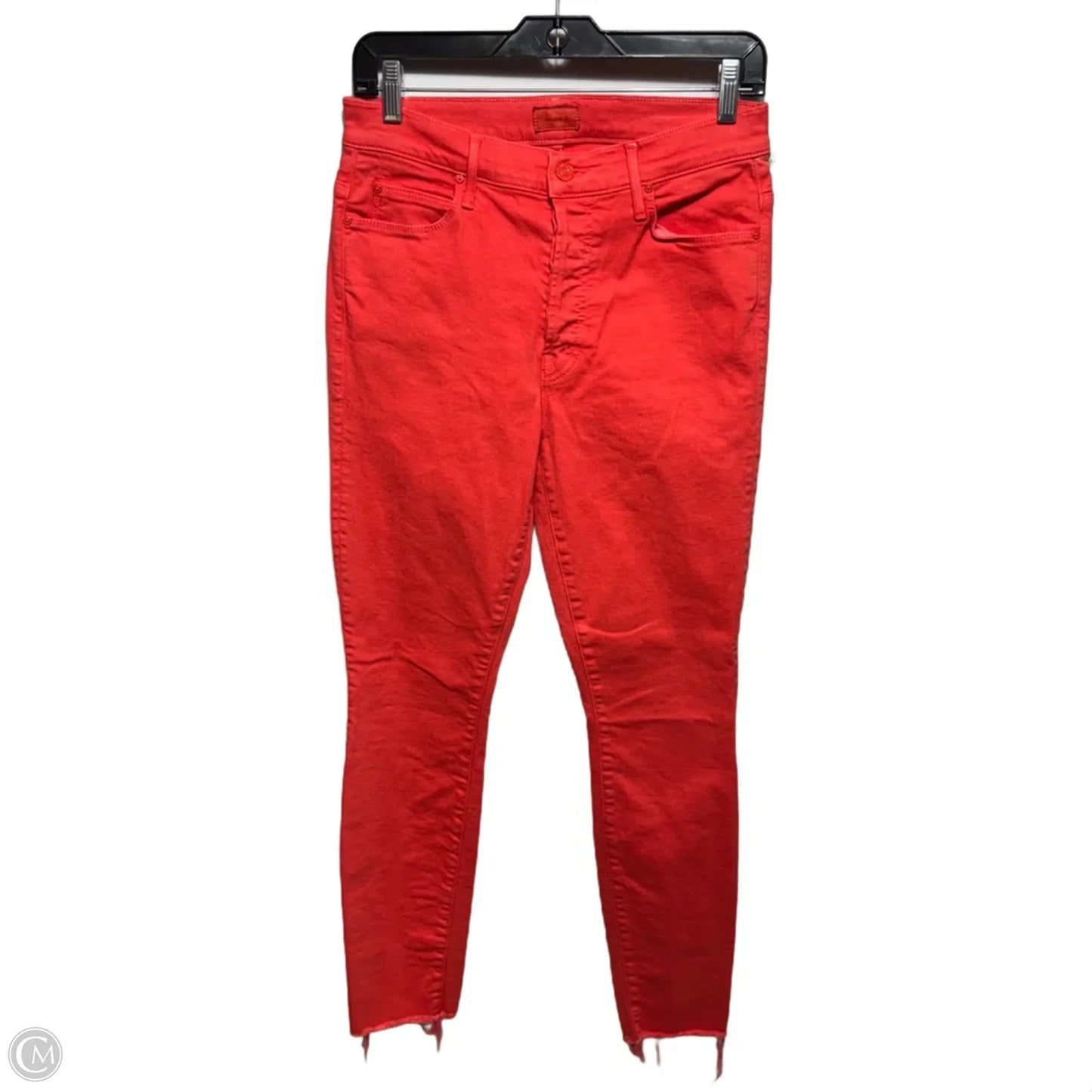 The Stunner Ankle Fray Jeans By Mother In Tomato Play Date Denim, Size: 6/28