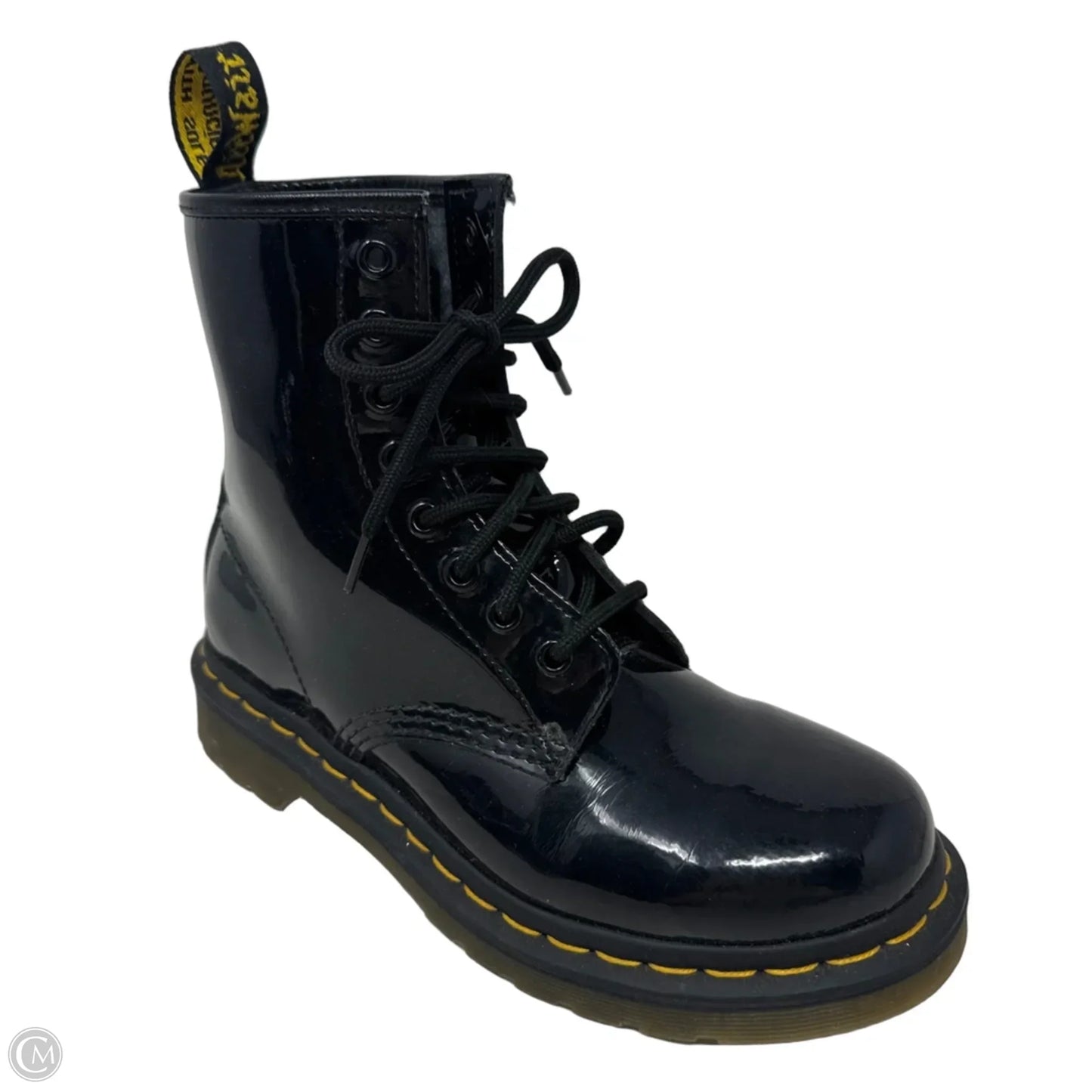 1460 Patent Leather Lace Up Boots By Dr Martens In Black, Size: 6