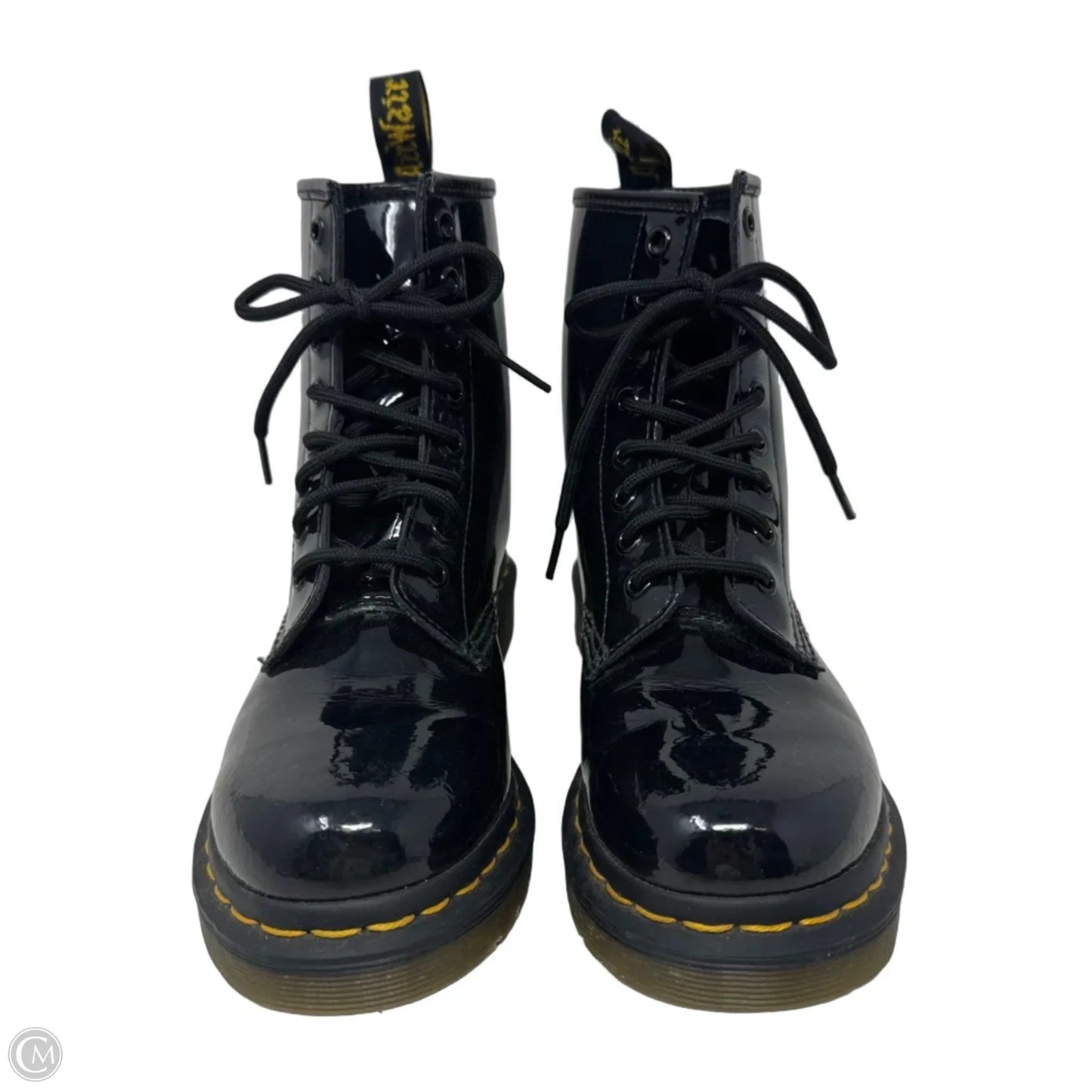 1460 Patent Leather Lace Up Boots By Dr Martens In Black, Size: 6