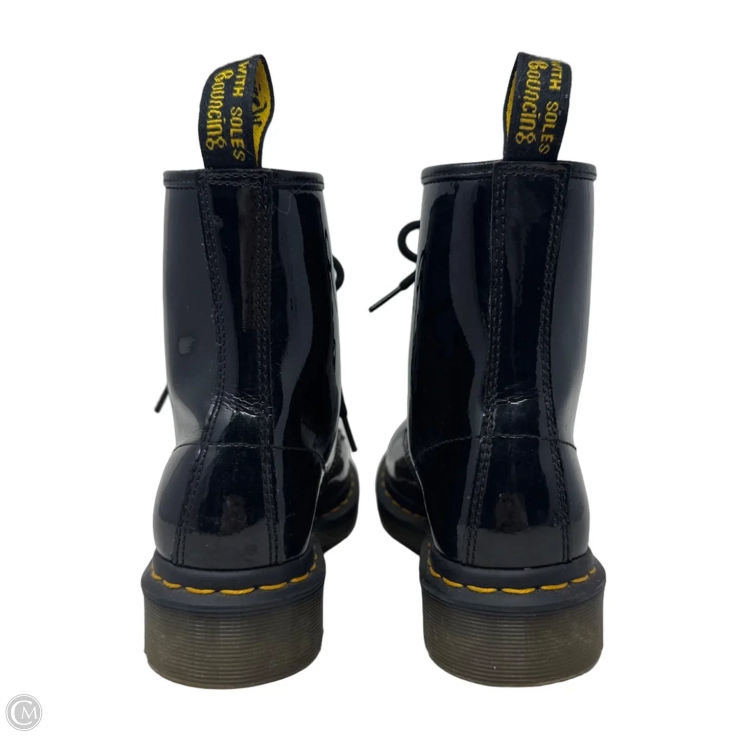 1460 Patent Leather Lace Up Boots By Dr Martens In Black, Size: 6