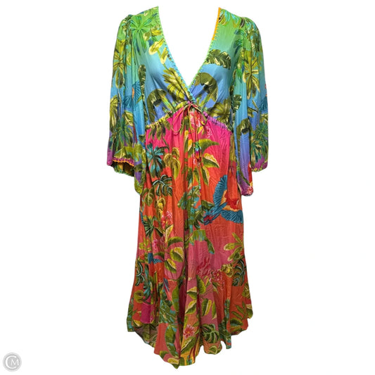 Ombré Forest Ruffle Dress Casual Maxi By Farm Rio In Tropical Print, Size: M