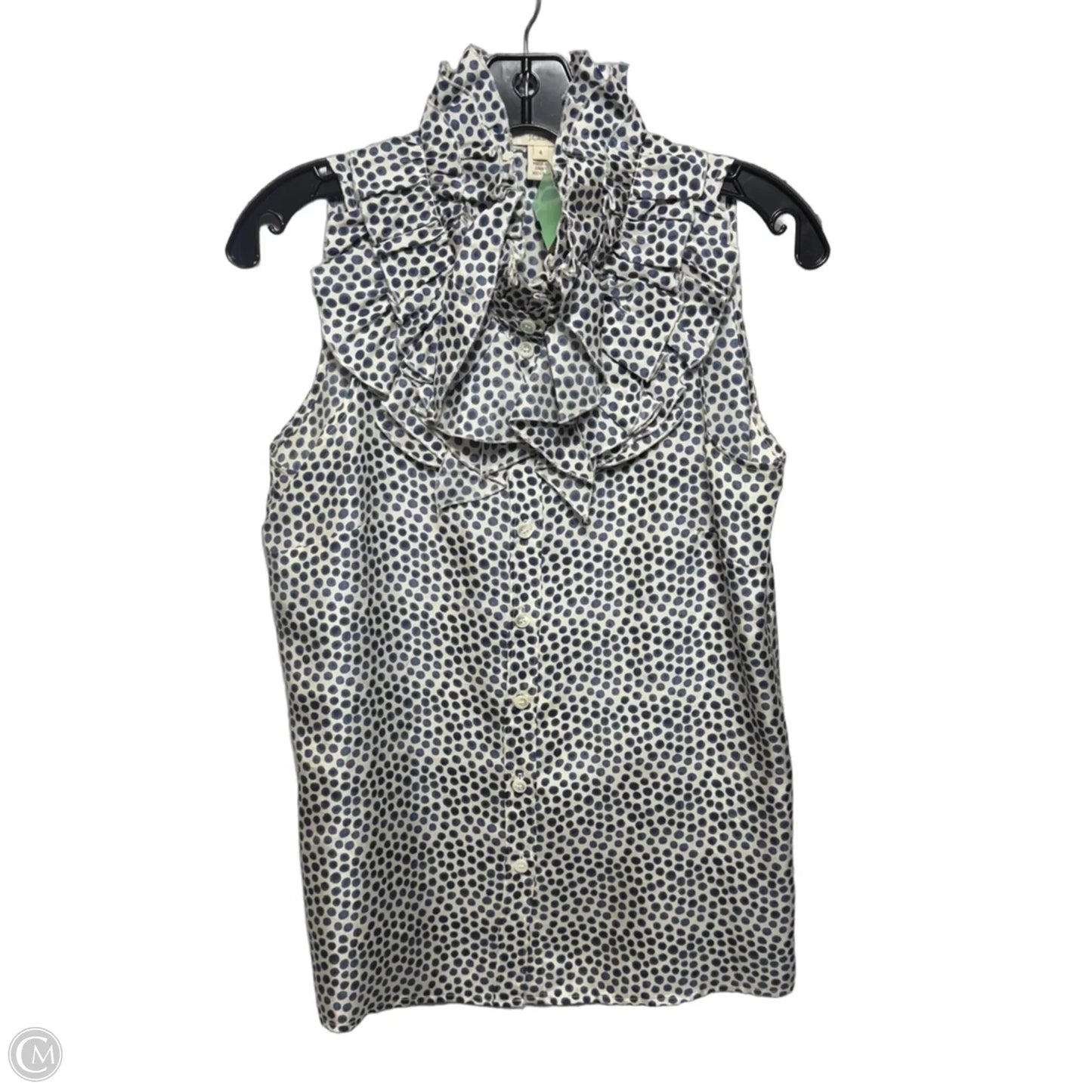 Silk Top Sleeveless By J. Crew In Polkadot Pattern, Size: 4