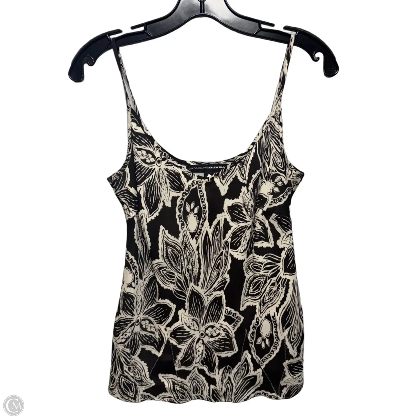 Silk Top Sleeveless By Linda Allard Ellen Tracy In Black & White, Size: 2