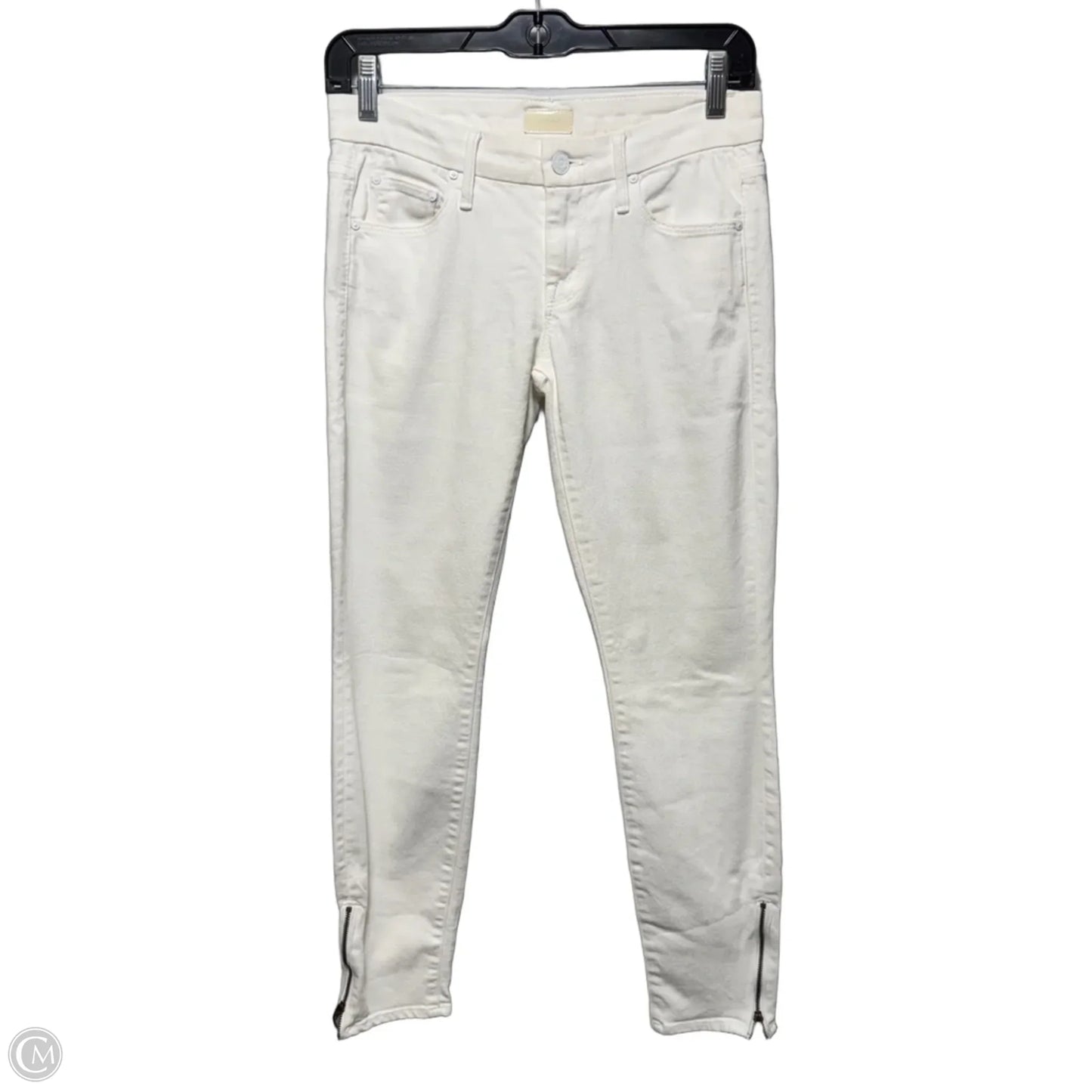 Looker Ankle Zip Jeans Skinny By Mother In White Denim, Size: 0