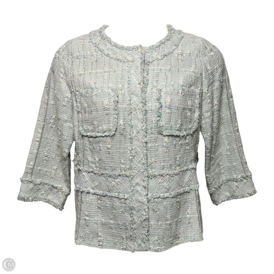 Tweed Blazer Designer By Lafayette 148 In Blue & Cream, Size: 12