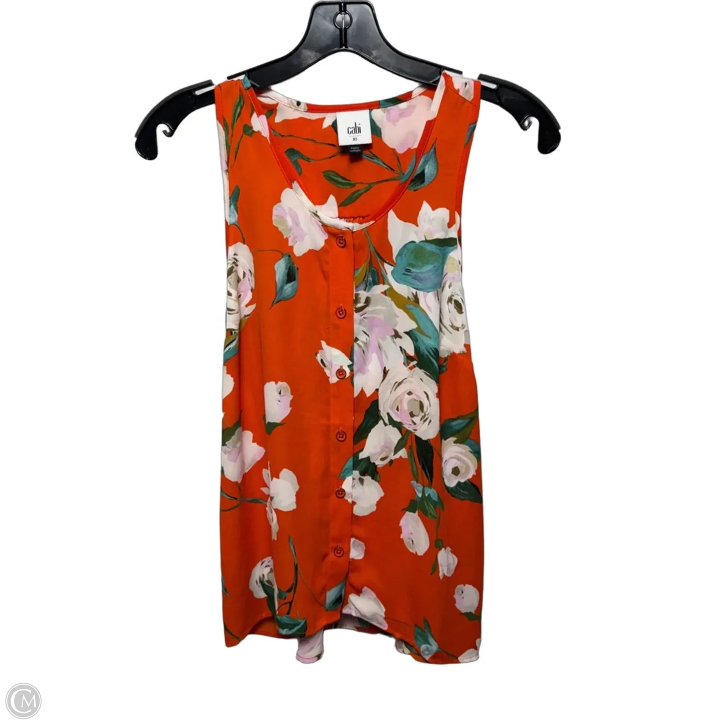 Top Sleeveless By Cabi In Floral Print, Size: Xs