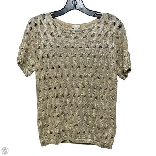 Metallic Sweater Short Sleeve By Chicos In Gold, Size: S
