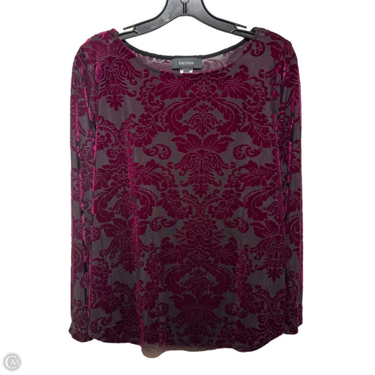 Velvet Burnout Top Long Sleeve By Karen Kane In Black & Purple, Size: Xlp