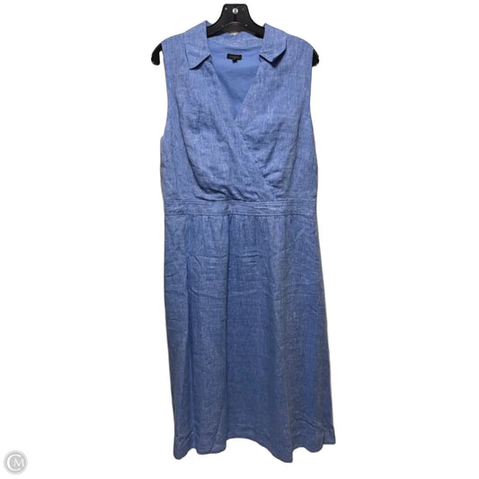 Linen Dress Casual Midi By Talbots In Blue, Size: 14