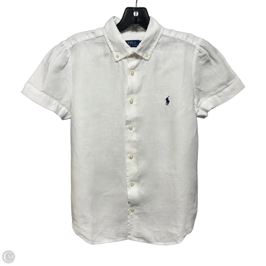 Linen Top Short Sleeve By Polo Ralph Lauren In White, Size: L